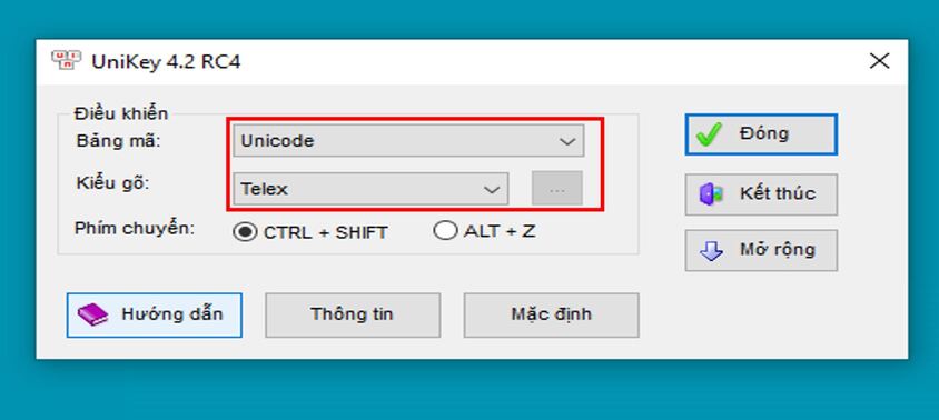 Chọn bảng mã và kiểu gõ tiếng Việt Unikey phù hợp
